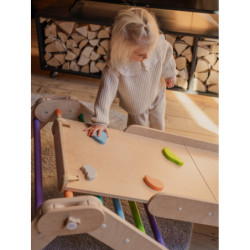 Climber bois naturel + rampe double face – Pierre multicolore