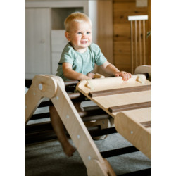 Climber bois naturel + rampe double face – Bar bois foncé