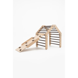 Climber bois naturel + rampe double face – Pierre bois foncé