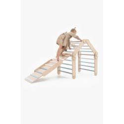 Climber bois naturel + 2 rampes double face – Bar + pierre bleu