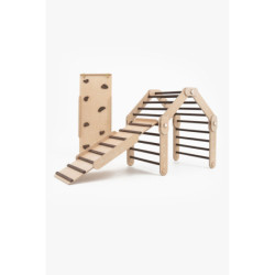 Climber bois naturel + 2 rampes double face – Bar + pierre bois foncé