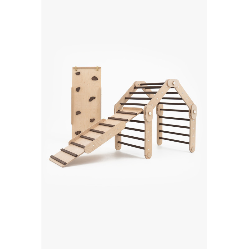 Climber bois naturel + 2 rampes double face – Bar + pierre bois foncé