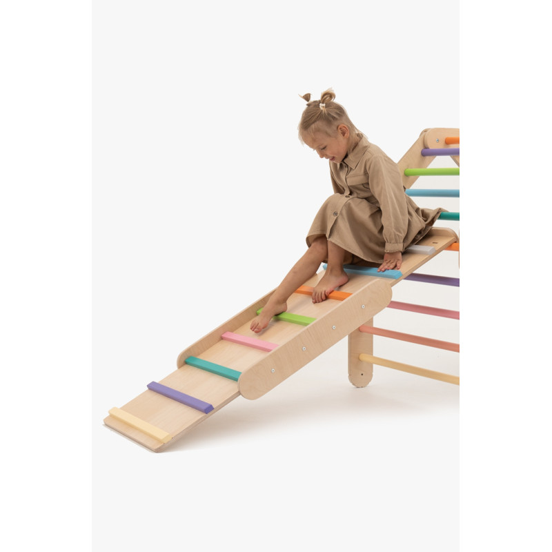 Rampe double face Montessori en bois – Bar multicolore