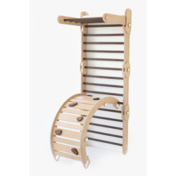 Bascule Montessori en bois – Pierres bois foncé