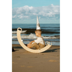 Bascule Montessori en bois – Pierres bois foncé