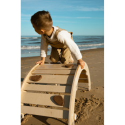 Bascule Montessori en bois – Pierres bois foncé