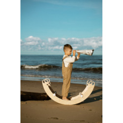 Bascule Montessori en bois – Pierres bois foncé