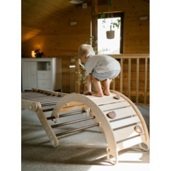 Bascule Montessori en bois – Pierres bois foncé