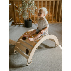 Bascule Montessori en bois – Pierres bois foncé