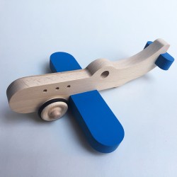 Amélia el avión de madera con ruedas - Azul - Juguete de madera - Foto 1