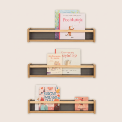 Lot de 3 étagères Montessori murales pour livres – Grises