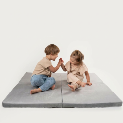 Tapis de jeu Montessori enfant carré en mousse - Gris