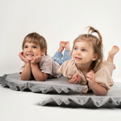 Tapis d'éveil Montessori enfant à volants en mousse - Gris