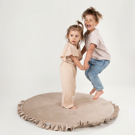 Tapis d'éveil Montessori enfant à volants en mousse - Beige