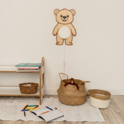 Veilleuse Montessori ours en bois pour chambre enfant