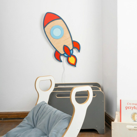 Veilleuse fusée en bois Montessori pour chambre enfant
