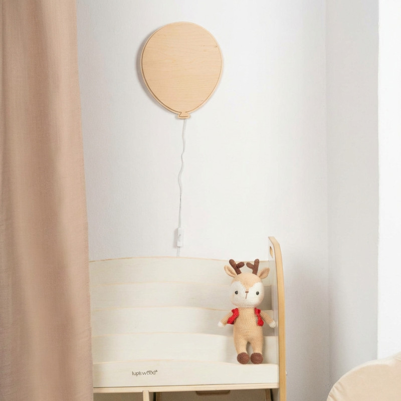 Veilleuse ballon en bois pour enfant - naturel