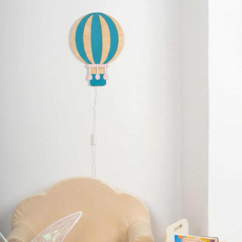 Veilleuse montgolfière en bois pour chambre d'enfant