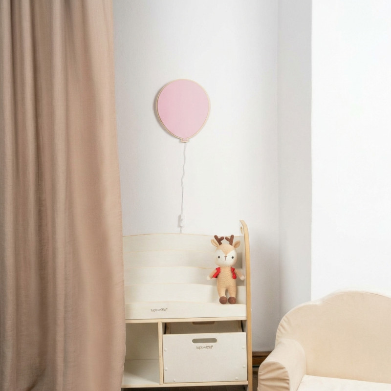 Veilleuse ballon en bois pour chambre d'enfant - Rose