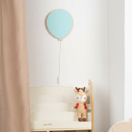 Veilleuse ballon en bois pour chambre d'enfant - Bleu clair