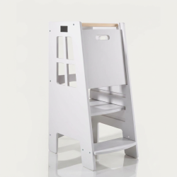 Tour d'observation Montessori en bois pour cuisine - Gris clair