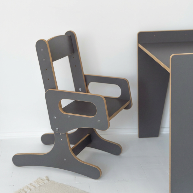 Chaise enfant Montessori réglable en bois - Gris