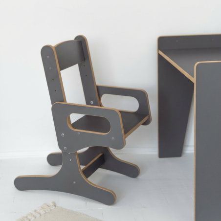 Chaise enfant Montessori réglable en bois - Gris