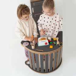 Plateau Montessori en bois hibou - Gris