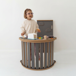 Balançoire Montessori en bois 3-en-1 et toboggan L - Gris