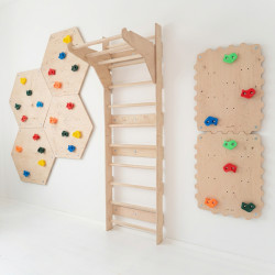 Barre de traction en bois murale pour échelle de gymnastique