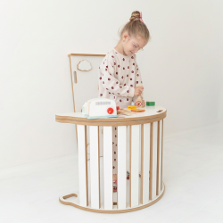 Balançoire Montessori en bois 3-en-1 L avec toboggan et plateau