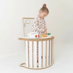 Balançoire Montessori en bois 3-en-1 L avec toboggan et plateau
