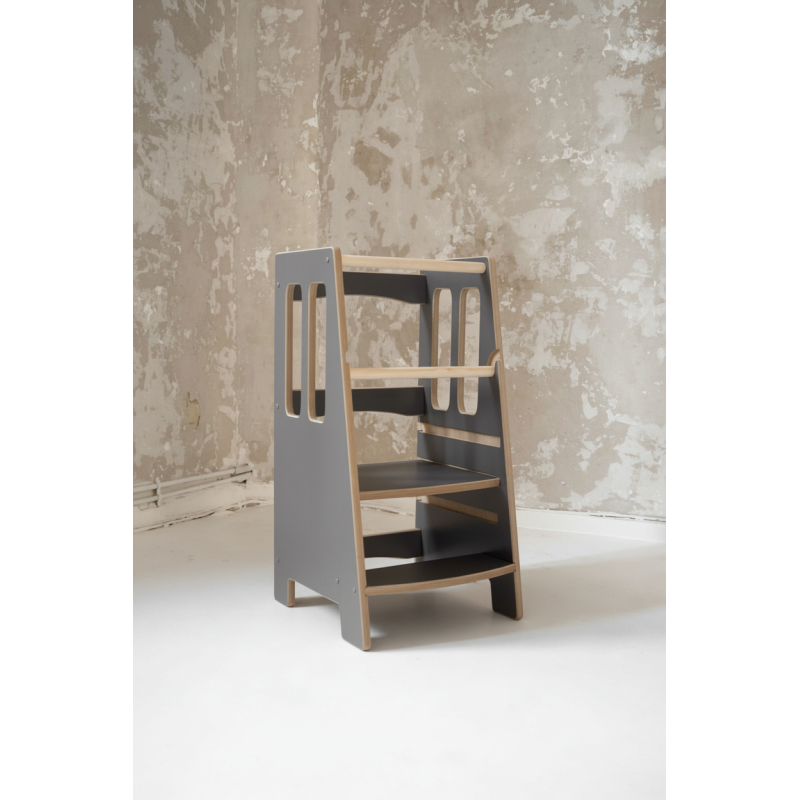 Tour d'apprentissage Montessori en bois - Grise