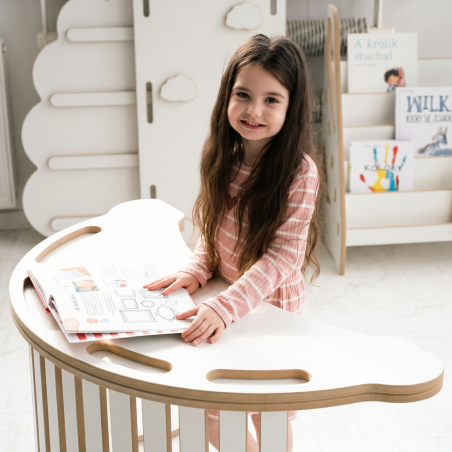 Balançoire Montessori en bois XXL avec toboggan et plateau