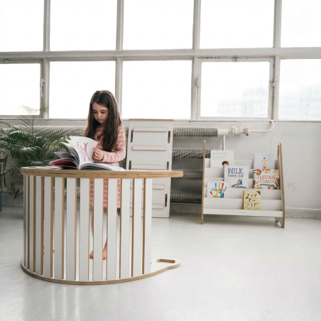 Balançoire Montessori en bois 3-en-1 XXL avec toboggan et plateau