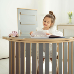 Bascule Montessori en bois 3-en-1 XXL avec toboggan et plateau - Gris