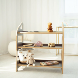 Grande étagère Montessori en bois – Grise pour chambre d'enfant