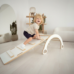 Bascule Montessori en bois taille L avec toboggan | Kit 2 en 1