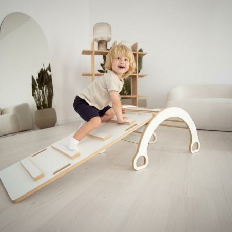 Bascule Montessori en bois taille L avec toboggan | Kit 2 en 1