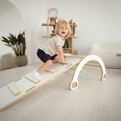 Balançoire Montessori XL en bois naturel avec Toboggan Échelle