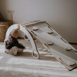 Balançoire Montessori en bois avec toboggan - Taille XXL