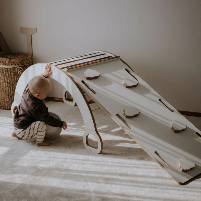 Balançoire Montessori en bois avec toboggan - Taille XXL