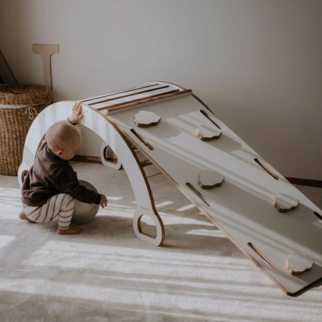 Balançoire Montessori en bois avec toboggan - Taille XXL