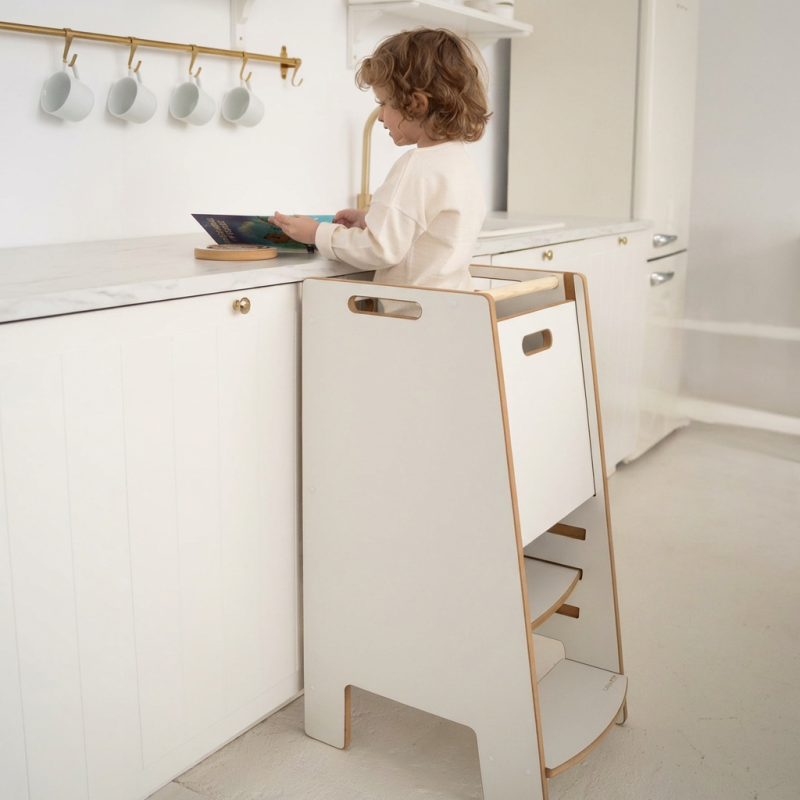 Tour d'apprentissage Montessori en bois - Hauteur ajustable