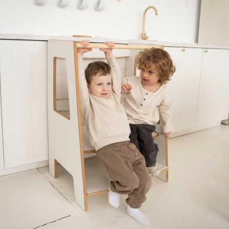 Tour d'observation Montessori double enfant en bois naturel