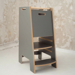 Tour d'apprentissage Montessori en bois - Grise