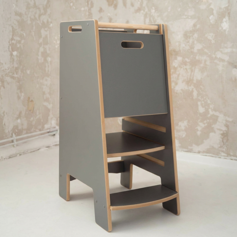 Tour d'apprentissage Montessori en bois - Grise