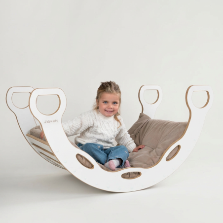 Coussin matelas Montessori beige pour balançoire en bois XXL