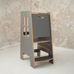 Tour d'observation Montessori en bois - Gris