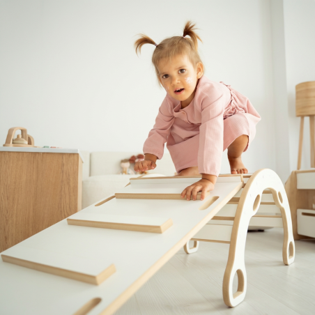 Bascule Montessori en bois avec toboggan XXL